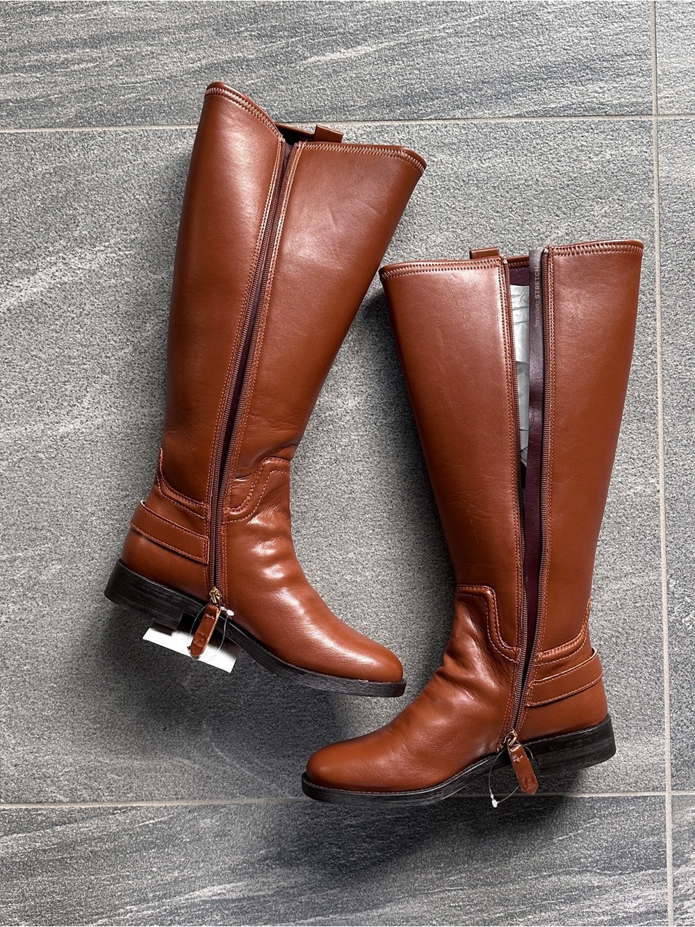 NIB Franco Sarto Cognac Wide Calf Merina Knee‑High Riding Boots 7.5 Equestrian - Picture 9 of 14